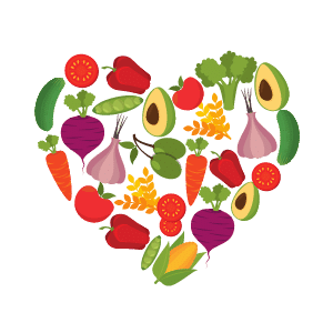 Alimentos naturales con forma de corazón